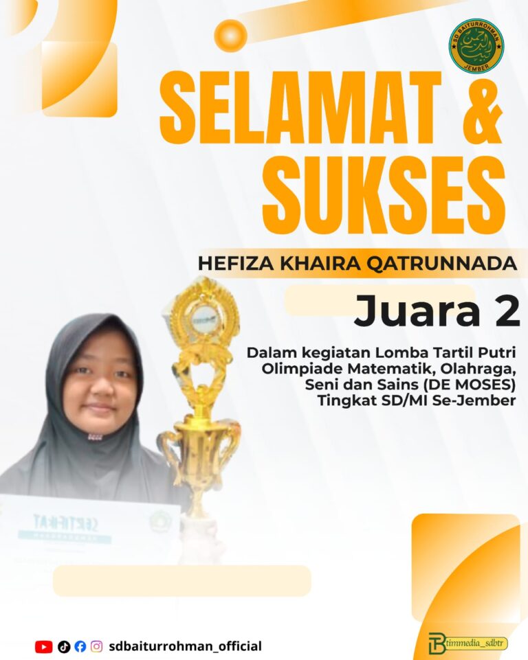 Hefiza Khaira Qatrunnada – Juara 2 Tartil Putri De’Moses Tingkat SD/MI Se – Jember 2026