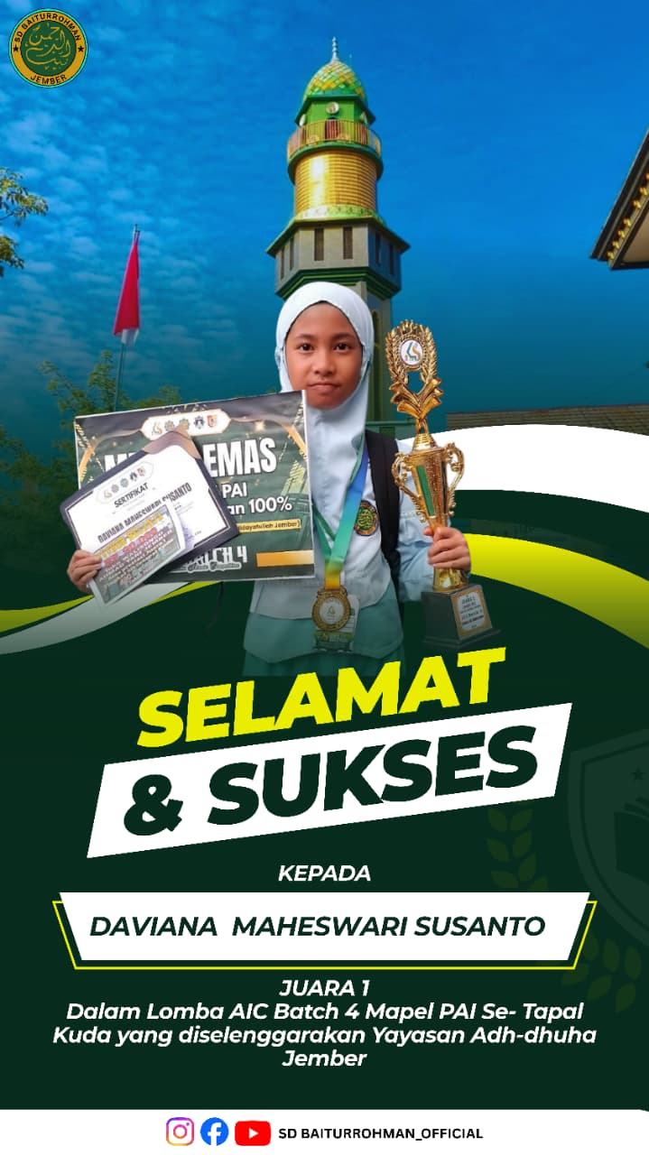 Daviana Maheswari S – Juara 1 AIC Batch 4 Mapel PAI se – Tapal Kuda